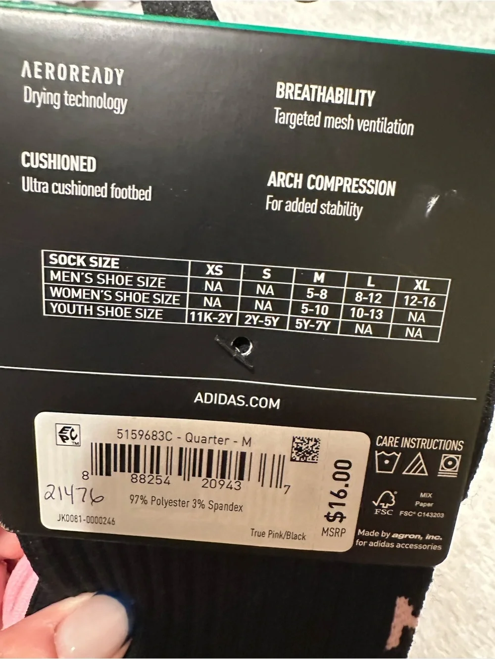 Women’s Adidas Socks - Pink & Black